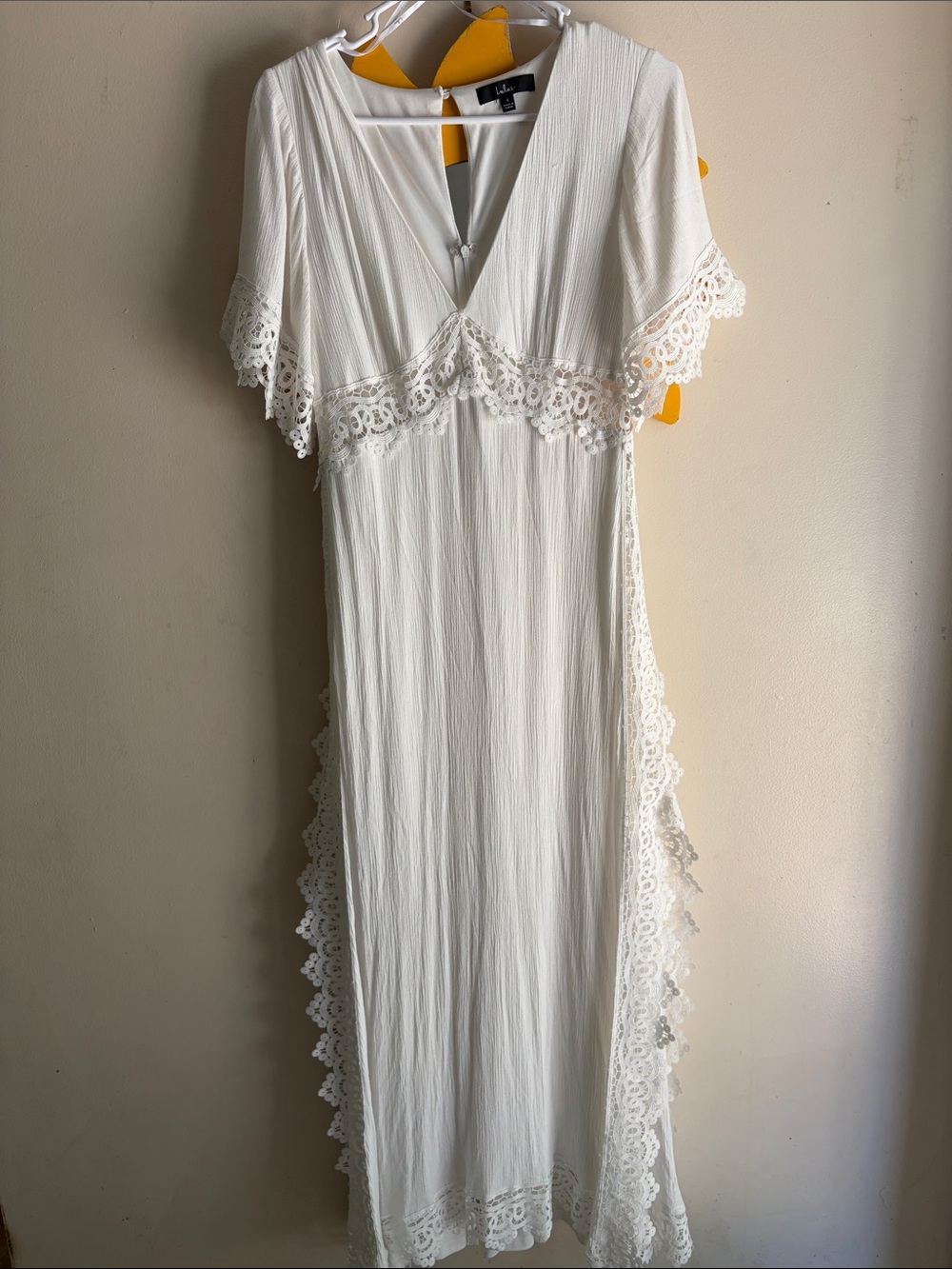 Lulu's Cream Maxi Dress with Lace Trim